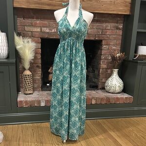 Vici Teal Patterned Maxi Dress